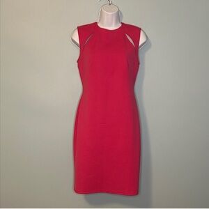 Topshop Bodycon Barbiecore Vibrant Pink Shoulder Detail Mini Dress